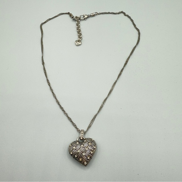 Brighton Puffy Diamond Lace Heart Reversible Pendant Necklace - Picture 3 of 16